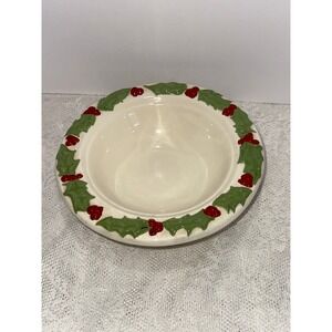 Christmas Holly Berry Ceramic Bowl Serving Dish Holiday Kitchen Decor